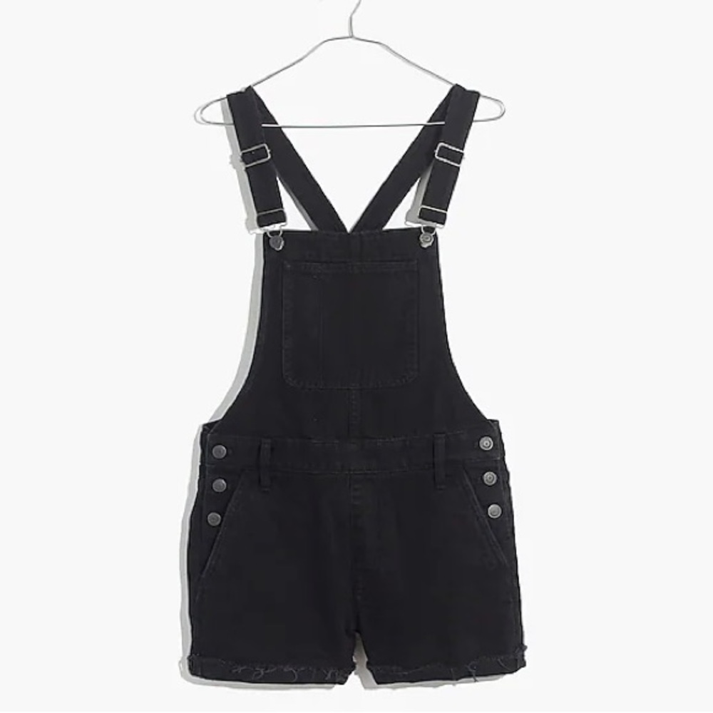 Madewell Adirondack Short Overalls in Washed Black